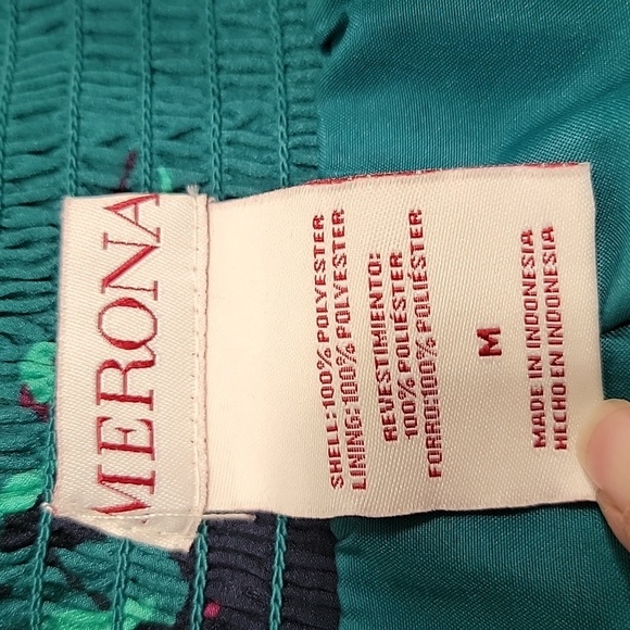 Merona Size M Green with Purple Floral Pattern Accordian Pleated Midi Skirt - Picture 8 of 8